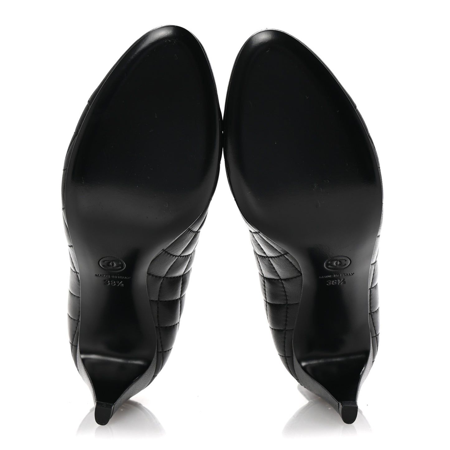 Calfskin Quilted Cap Toe Short Boots 38.5 Black
