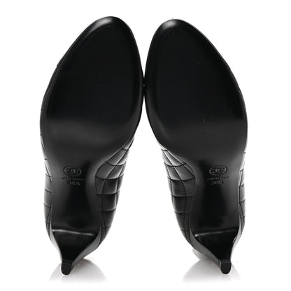 Chanel Calfskin Quilted Cap Toe Short Boots 38.5 Black 6 of 10