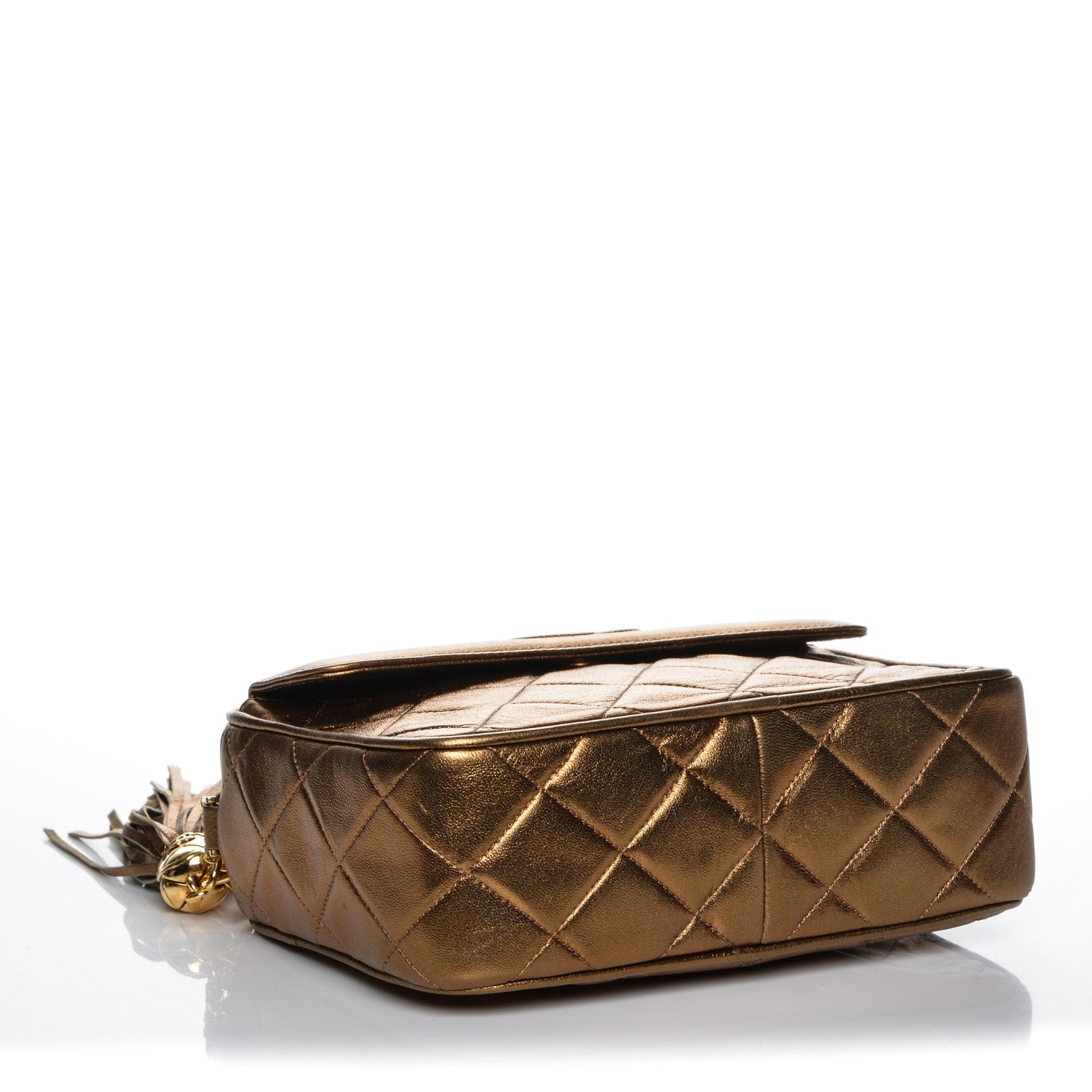 Chanel Metallic Lambskin Quilted Tassel Camera Case Bronze 4 of 8