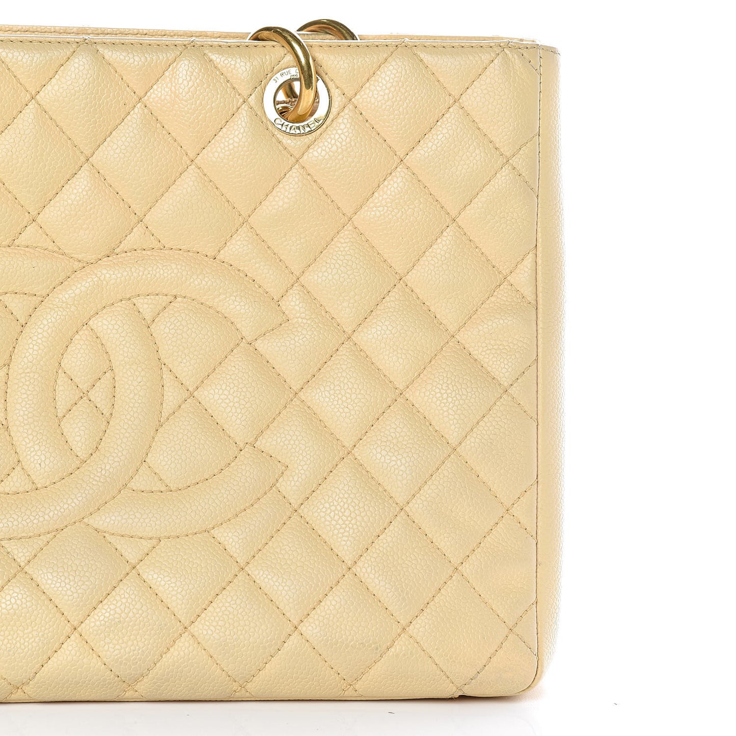Caviar Quilted Grand Shopping Tote GST Beige