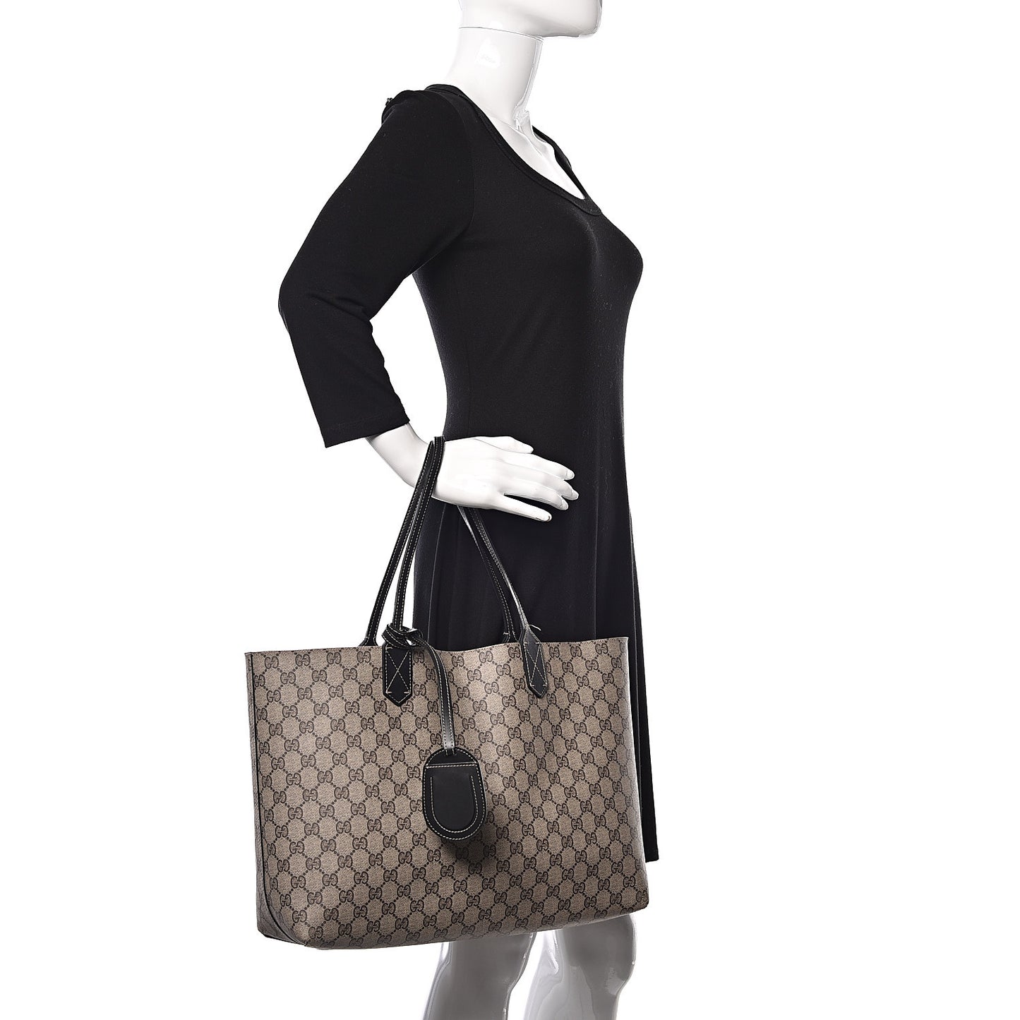 Calfskin GG Supreme Monogram Medium Reversible Tote Black
