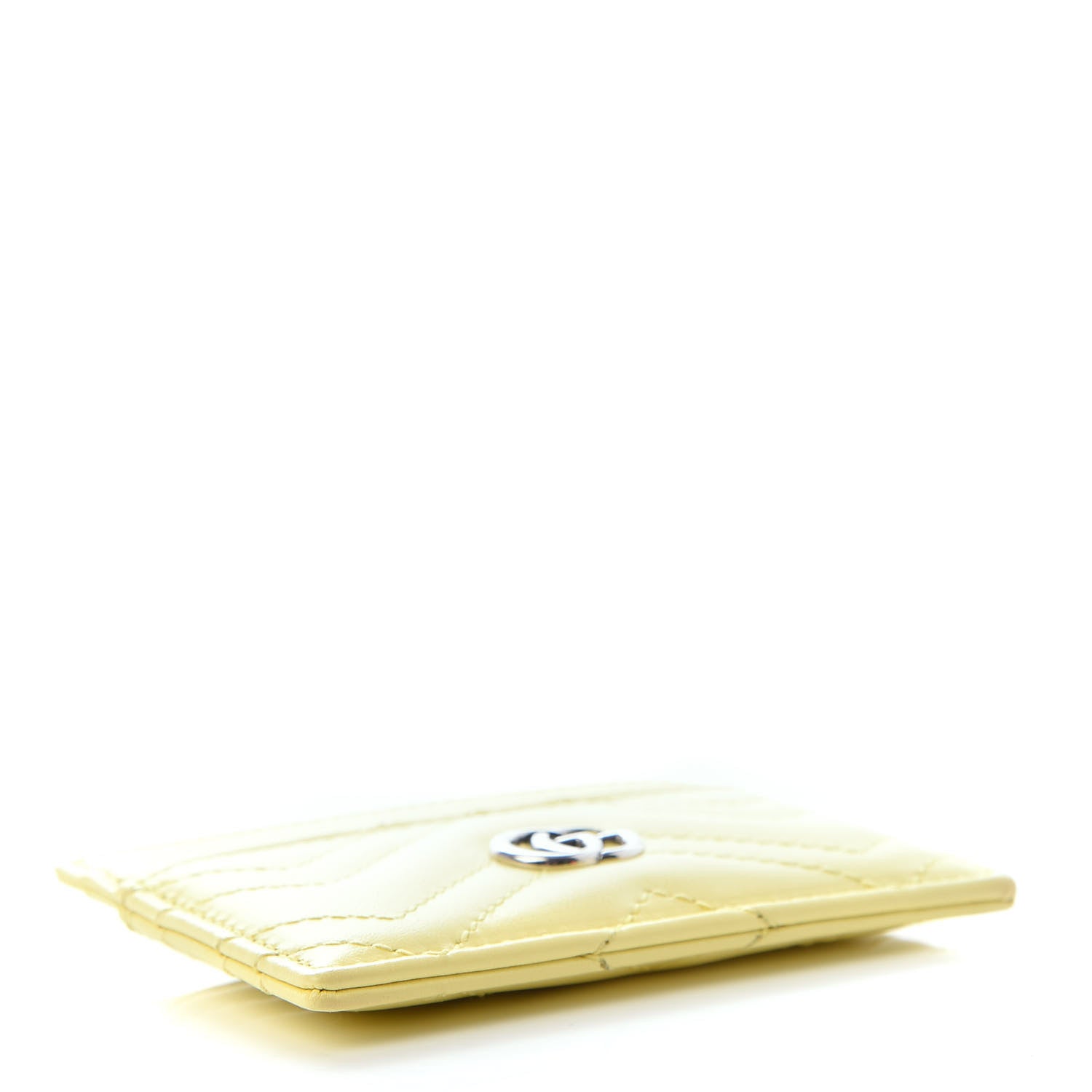 Gucci Calfskin Matelasse GG Marmont Card Holder Banana 4 of 5