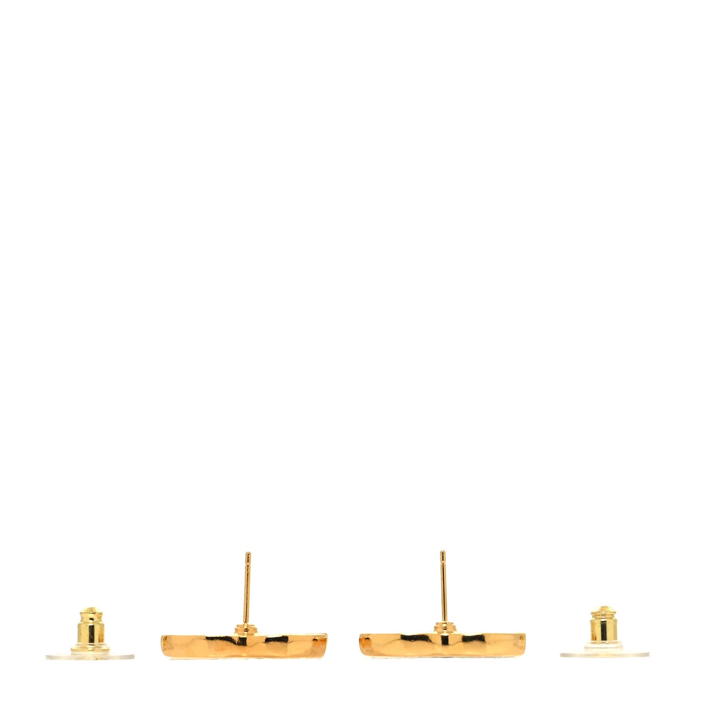 Resin CC Stud Earrings Black Gold