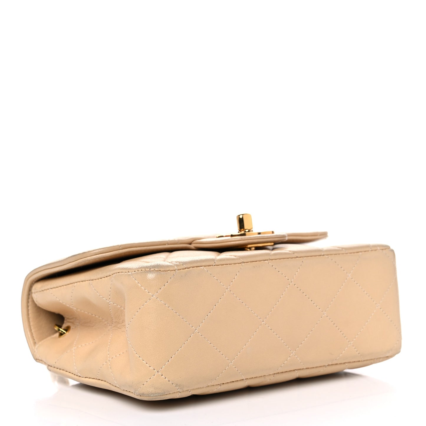 Lambskin Quilted Mini Square Flap Beige