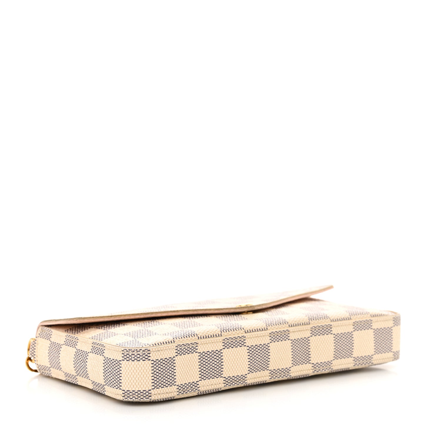 Damier Azur Pochette Felicie Chain Wallet Rose Ballerine