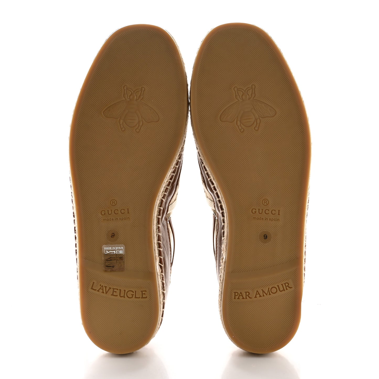 GG Monogram Mens Espadrille Loafers 9 Beige Ebony Mystic White