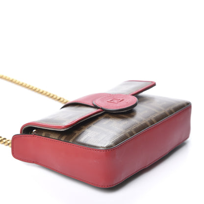 Fendi Glazed Fabric Vitello Century FF 1974 Stamp Patch Mini Double F Crossbody Bag Mogano Panna Fragola 3 of 10