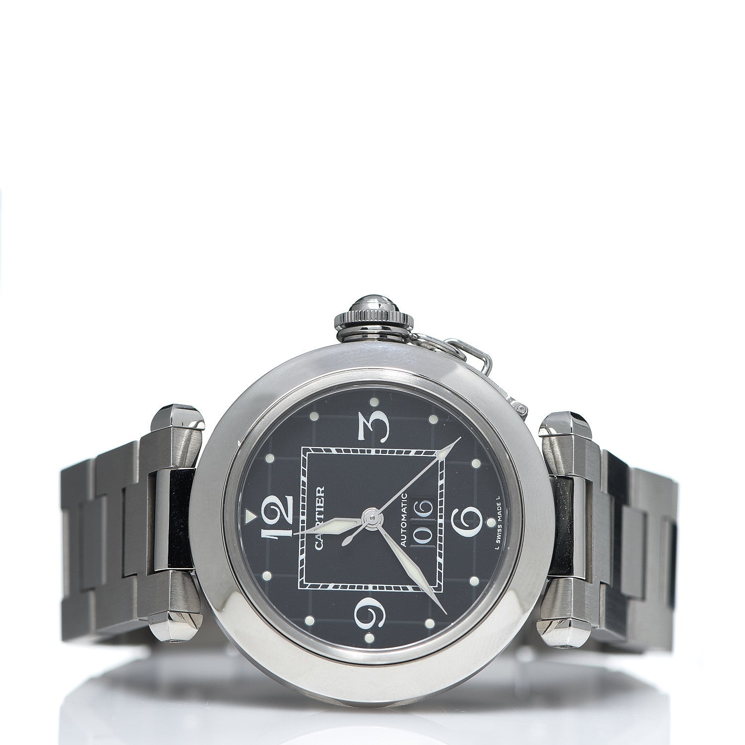 Cartier Stainless Steel 35mm Pasha C Big Date Automatic Watch Black 2 of 7