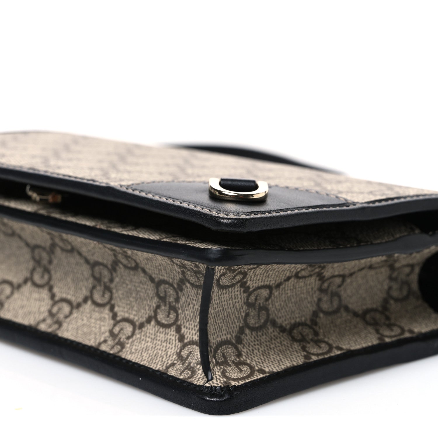 Gucci GG Emblem Monogram Wallet With Strap Beige Ebony Black 10 of 11