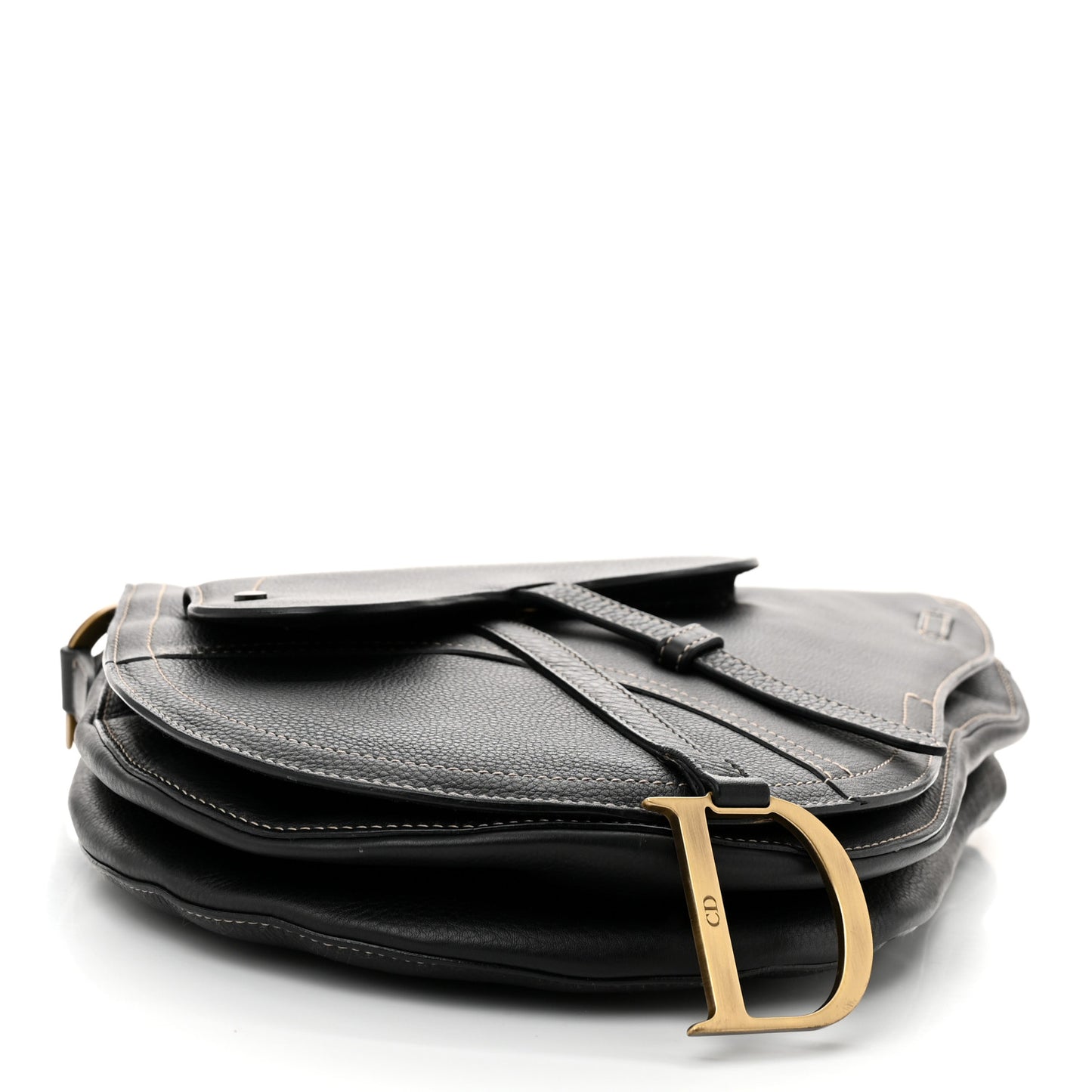 Calfskin Baudrier Saddle Bag Black