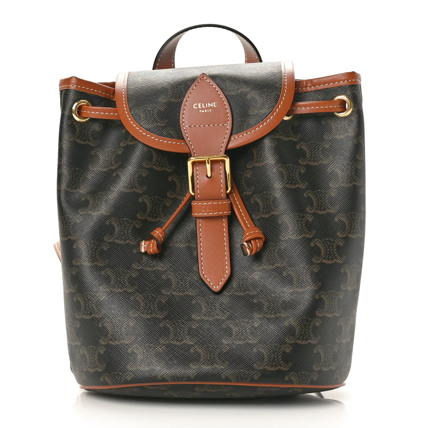 Triomphe Canvas Calfskin Mini Folco Backpack Tan