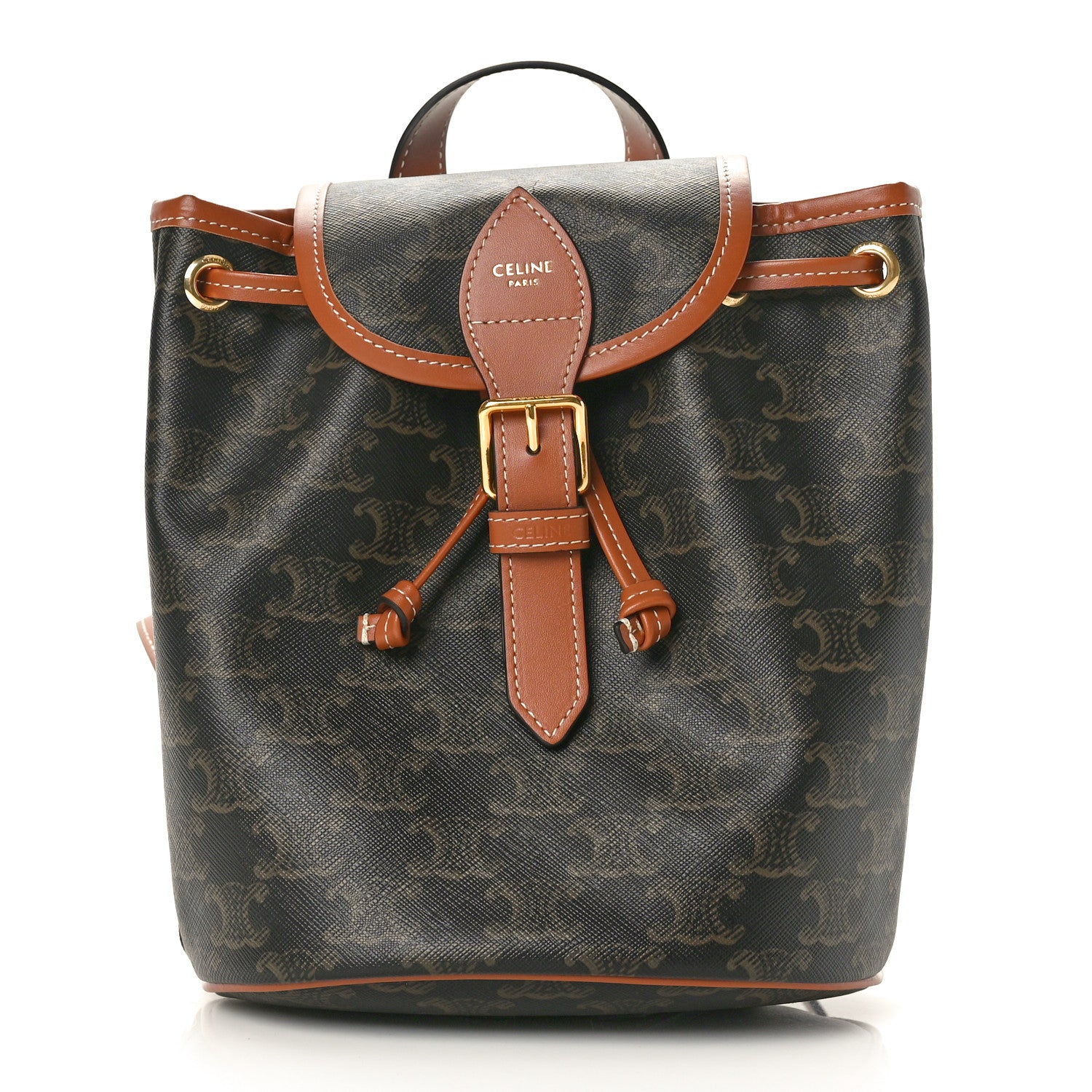 Celine Triomphe Canvas Calfskin Mini Folco Backpack Tan 1 of 11