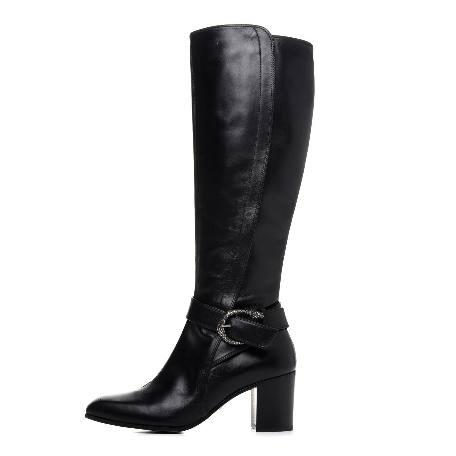 Gucci Calfskin Dionysus Elizabeth Knee High Boots 38 Black 1 of 17