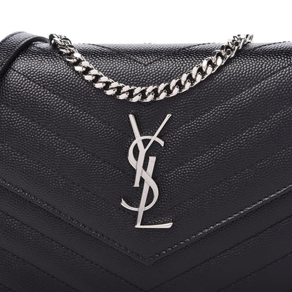 Saint Laurent Grain De Poudre Matelasse Chevron Monogram Envelope Chain Wallet Black 11 of 11