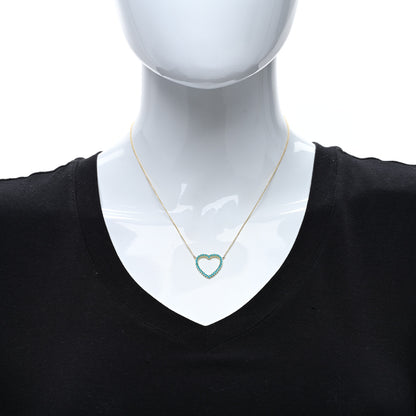 Jennifer Meyer 18K Yellow Gold Turquoise Open Heart Pendant Necklace 3 of 4