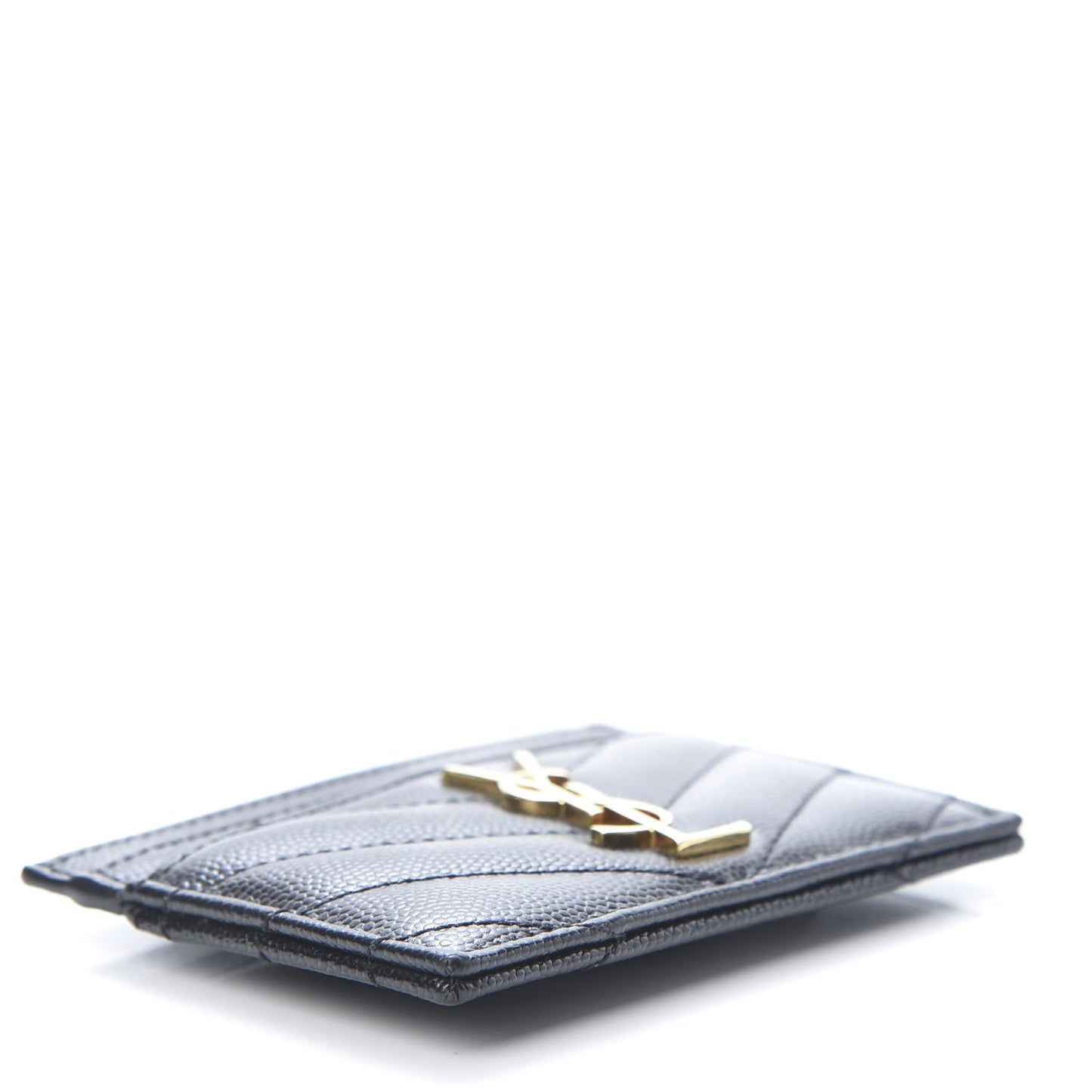 Grain De Poudre Matelasse Chevron Monogram Credit Card Case Black