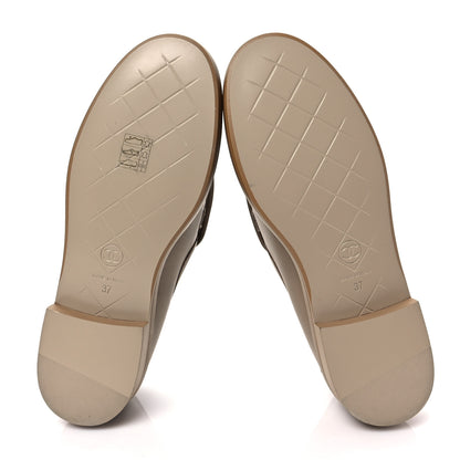 Chanel Lambskin Quilted CC Turnlock Loafers 37 Beige 5 of 8