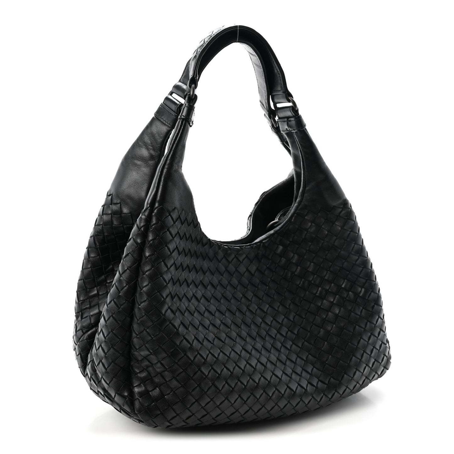 Nappa Intrecciato Medium Campana Shoulder Bag Black