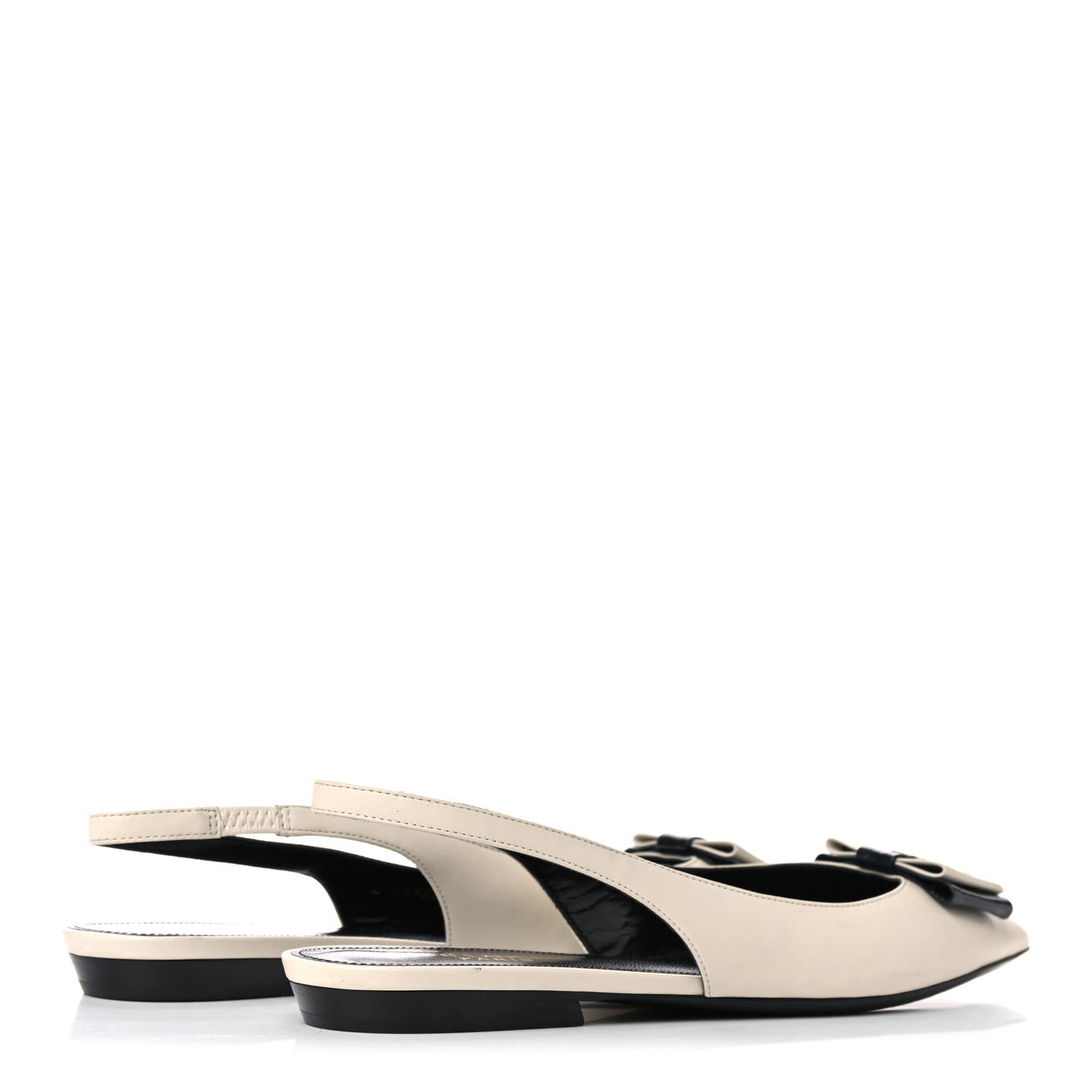 Patent Smooth Lambskin Anais Slingback Flats 36 Navy Pearl