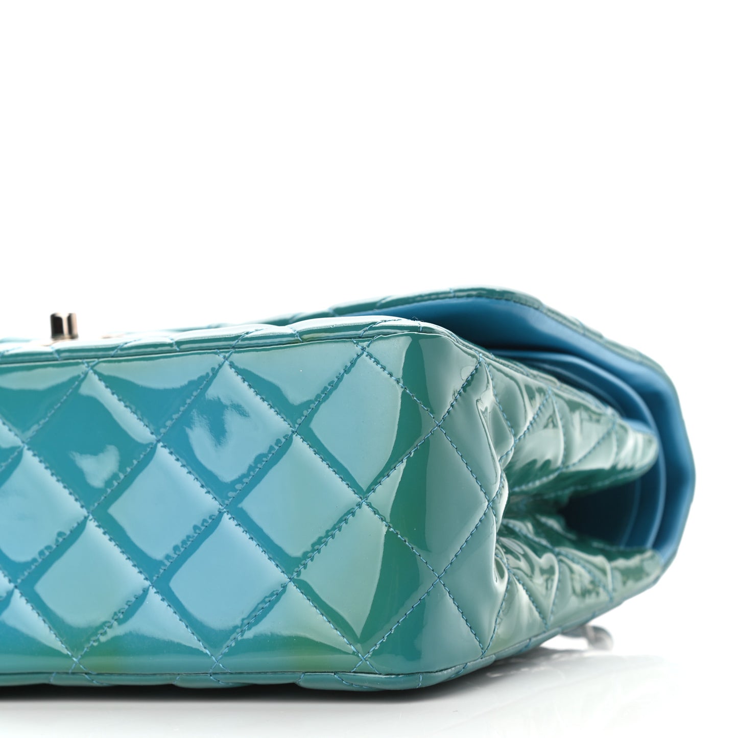 Patent Quilted Jumbo Double Flap Blue