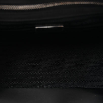 Prada Tessuto Nylon Nappa Zip Pocket Chain Tote Black 4 of 12