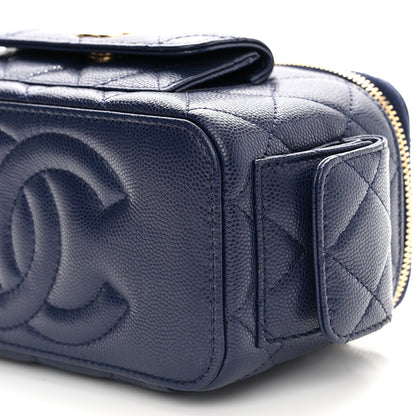 Chanel Caviar Quilted Polly Pocket East West Top Vanity With Chain Navy 10 of 11