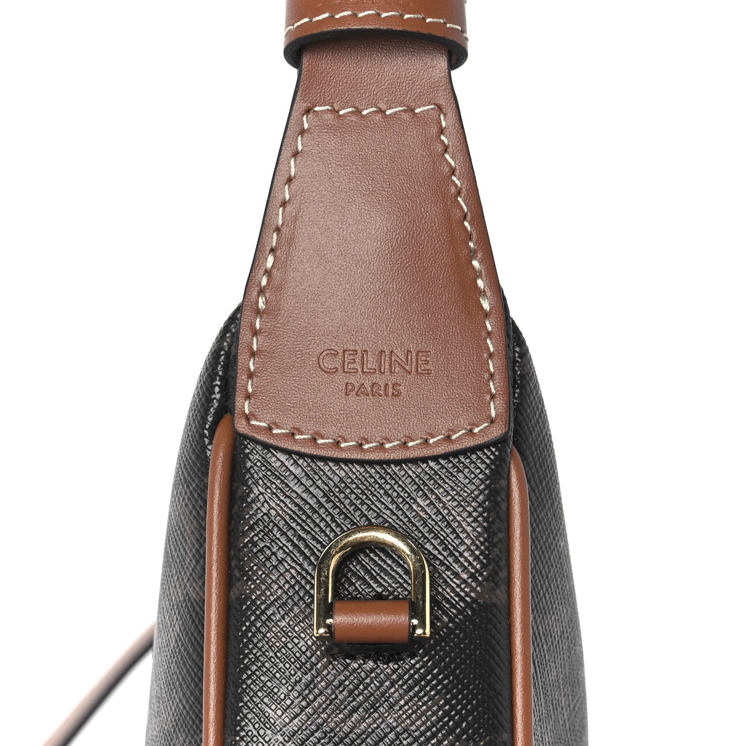 Celine Calfskin Triomphe Canvas Teen Lulu Shoulder Bag Tan 8 of 12