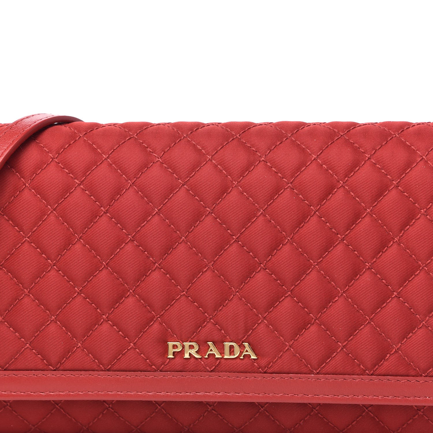 Prada Tessuto Quilted Mini Crossbody Wallet Fuoco 9 of 9