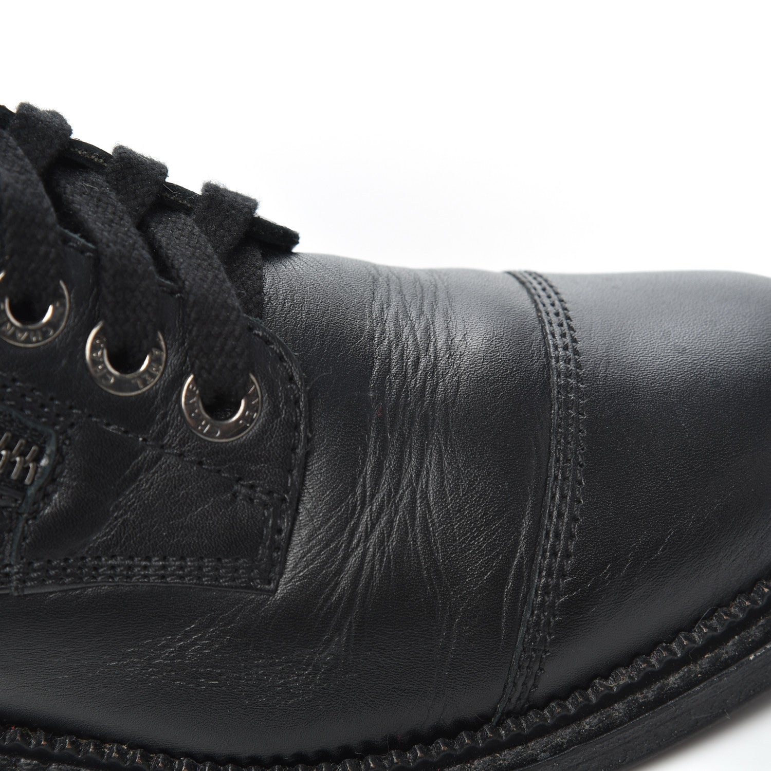 Chanel Calfskin Quilted Lace Up Combat Boots 37 Black 11 of 26