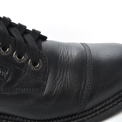 Chanel Calfskin Quilted Lace Up Combat Boots 37 Black 11 of 26