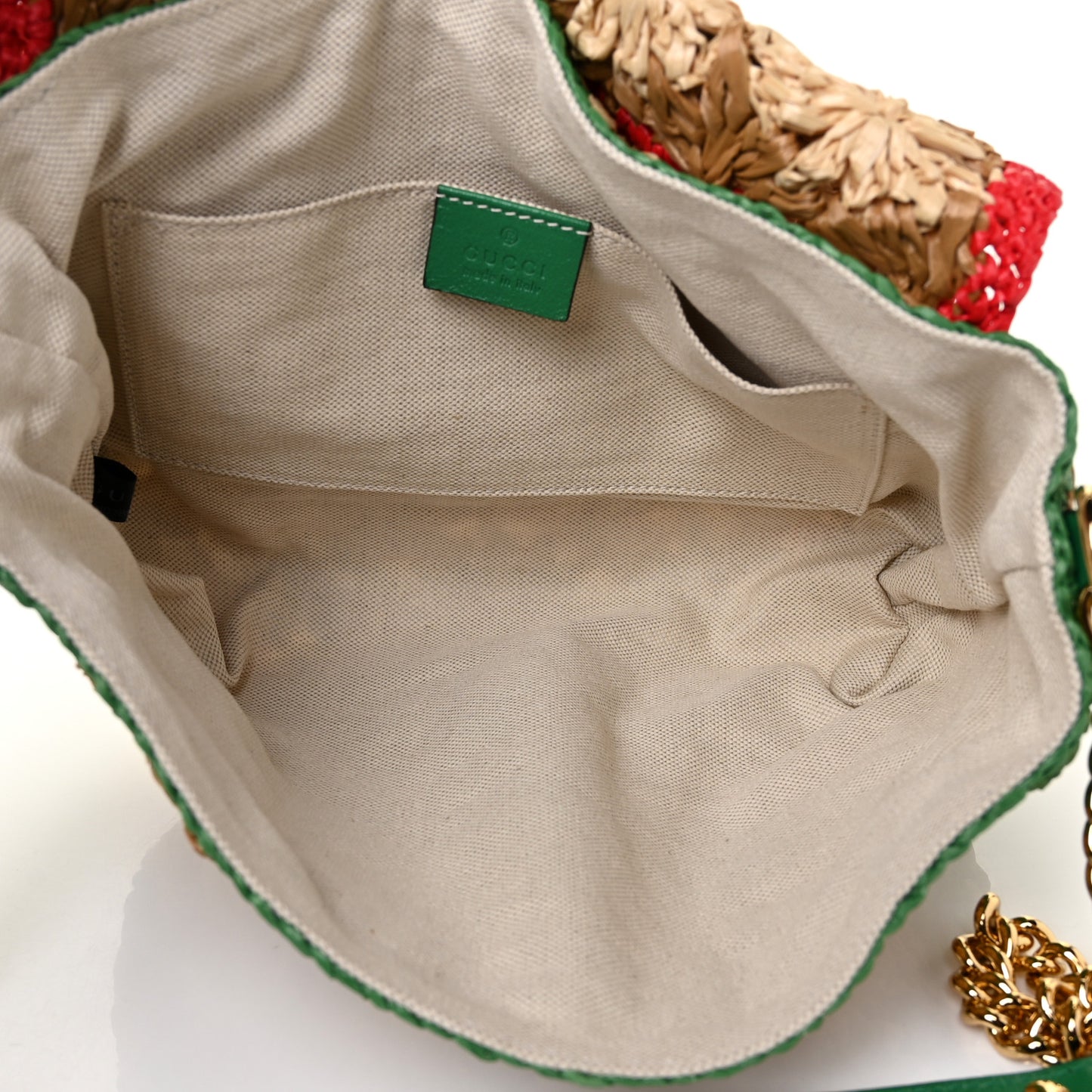 Raffia Azalea Calfskin Crochet Flower Small GG Marmont Shoulder Bag Natural Ecru Green Red New Shamarock