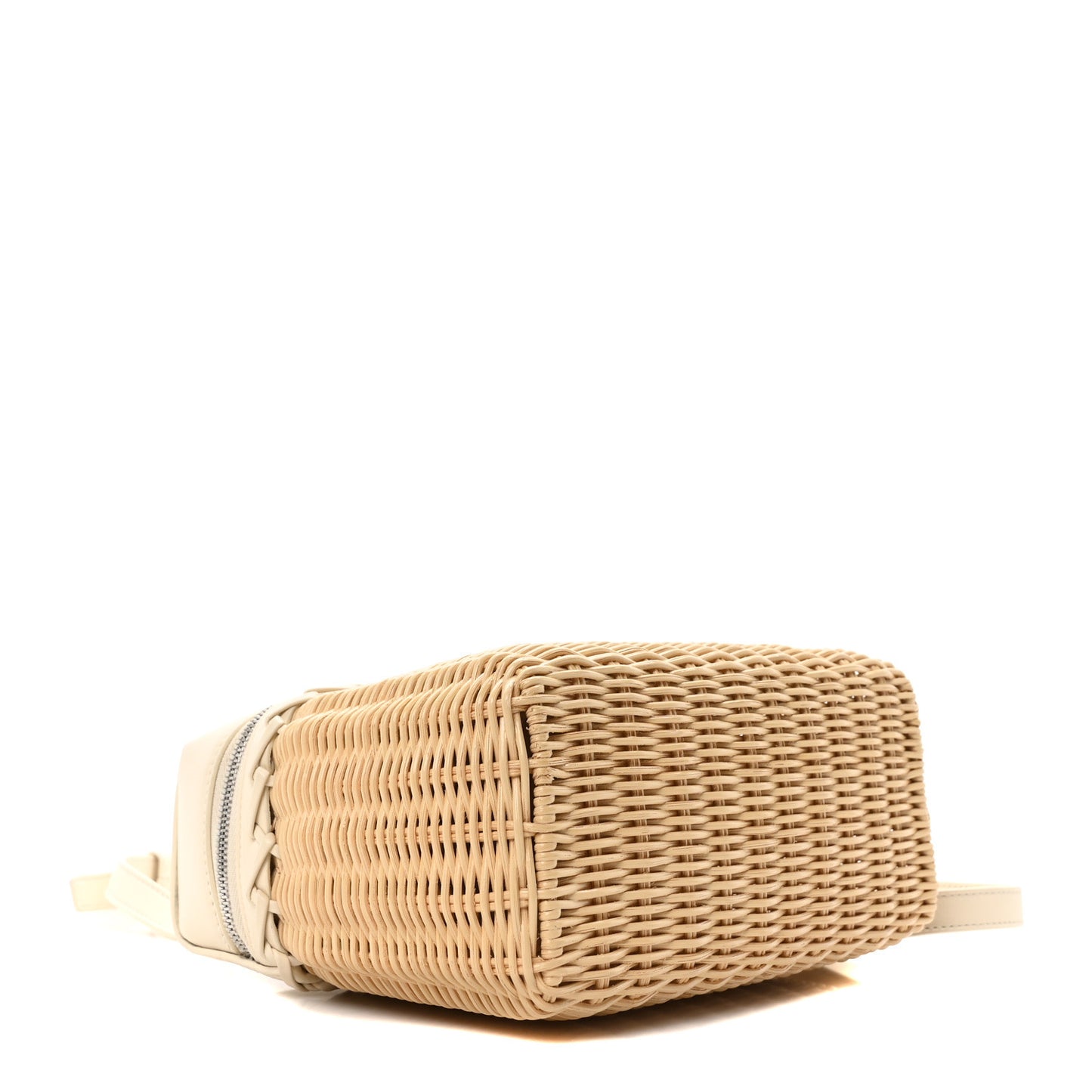 Wicker Calfskin East West L19 Extra Pocket Pouch Malt Whisper White