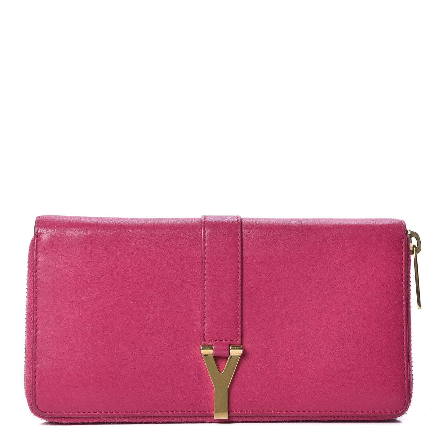Calfskin Classic Y Ligne Zip Around Wallet Fuchsia