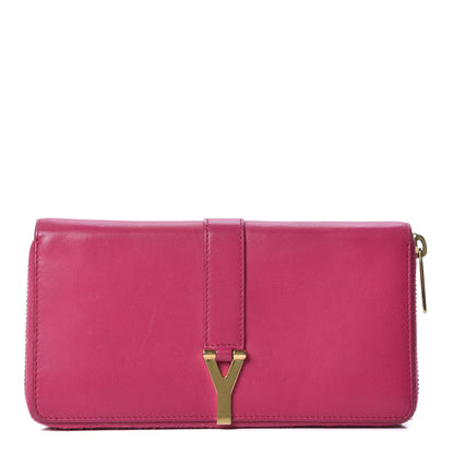 Saint Laurent Calfskin Classic Y Ligne Zip Around Wallet Fuchsia 1 of 8