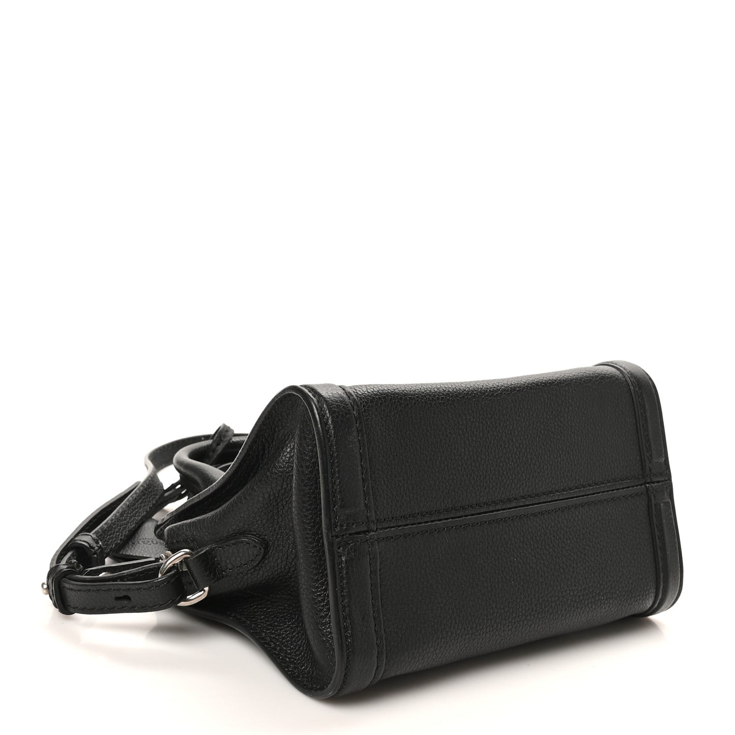 Pebbled Calfskin Mini Skull Padlock Zip Around Tote Black