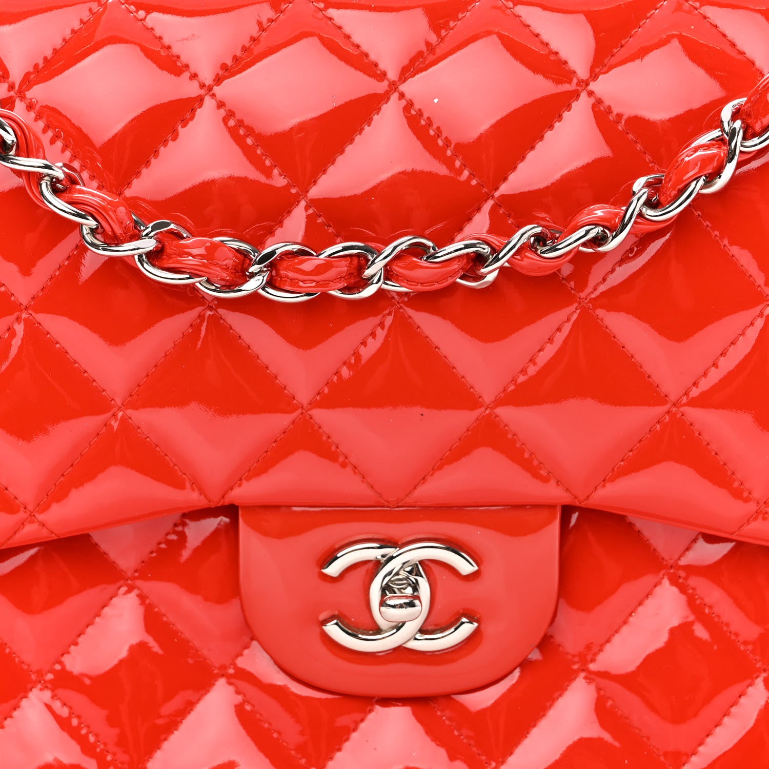 Chanel Patent Quilted Jumbo Double Flap Red 8 of 10