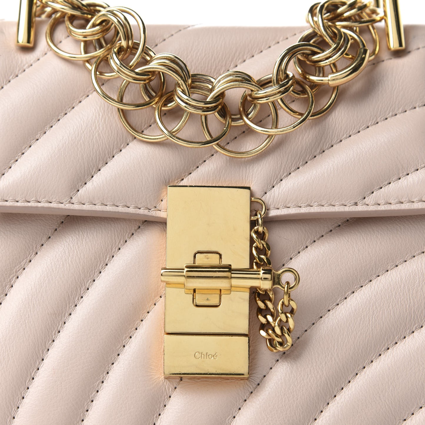 Calfskin Quilted Mini Drew Bijou Shoulder Bag Cement Pink