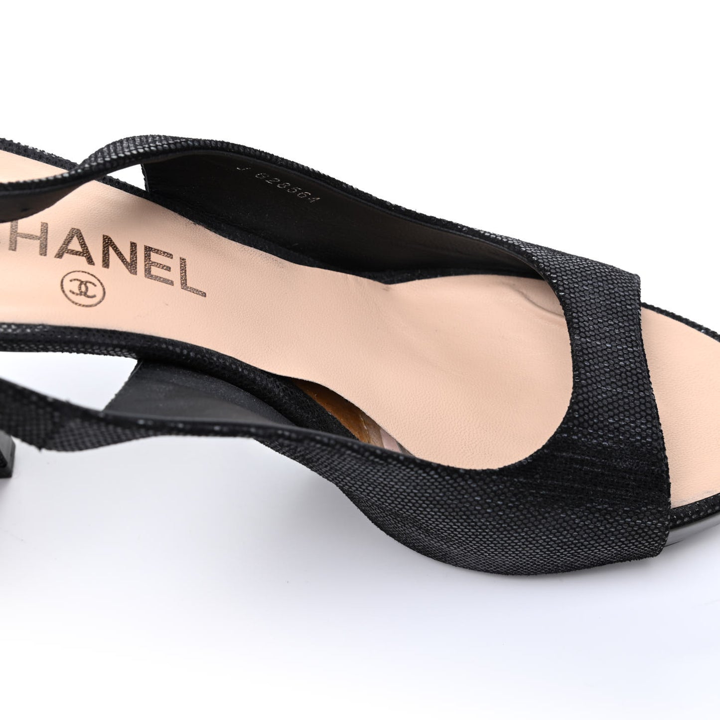 Shimmer Fabric Peep Toe Slingback Pumps 39 Black