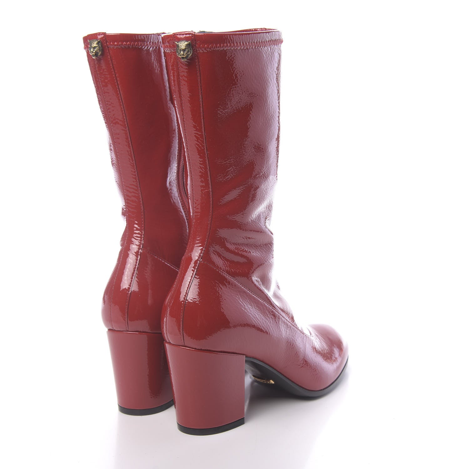 Gucci Patent Calfskin Stretch Boots 36 Hibiscus Red 4 of 7