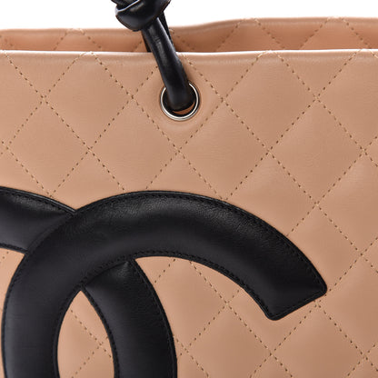 Chanel Calfskin Quilted Medium Cambon Tote Beige Black 10 of 10