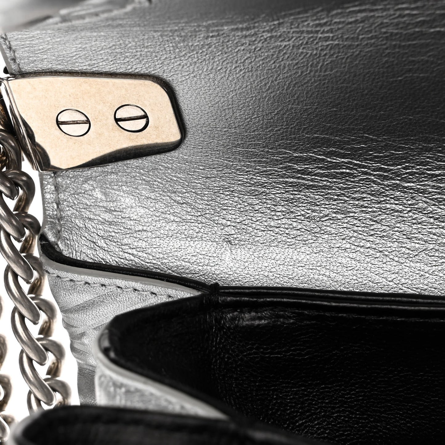 Nappa Allover License BB Monogram Embossed Medium Triplet Bag Silver