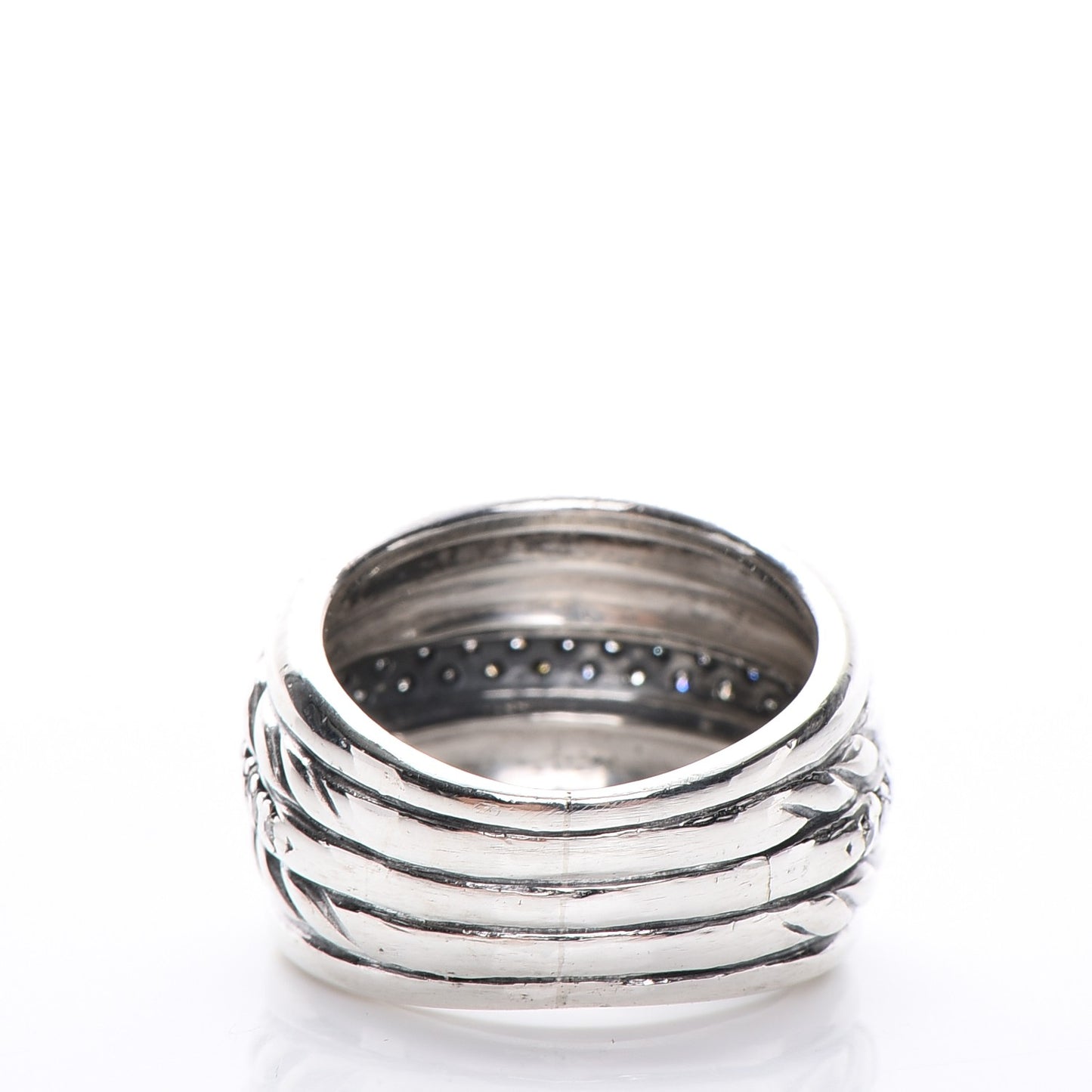 Sterling Silver Diamond Cable Ring 50 5.5