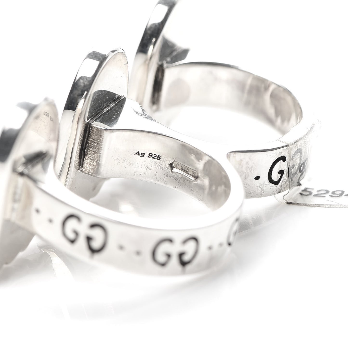 Sterling Silver GucciGhost Double Finger Ring 52 6