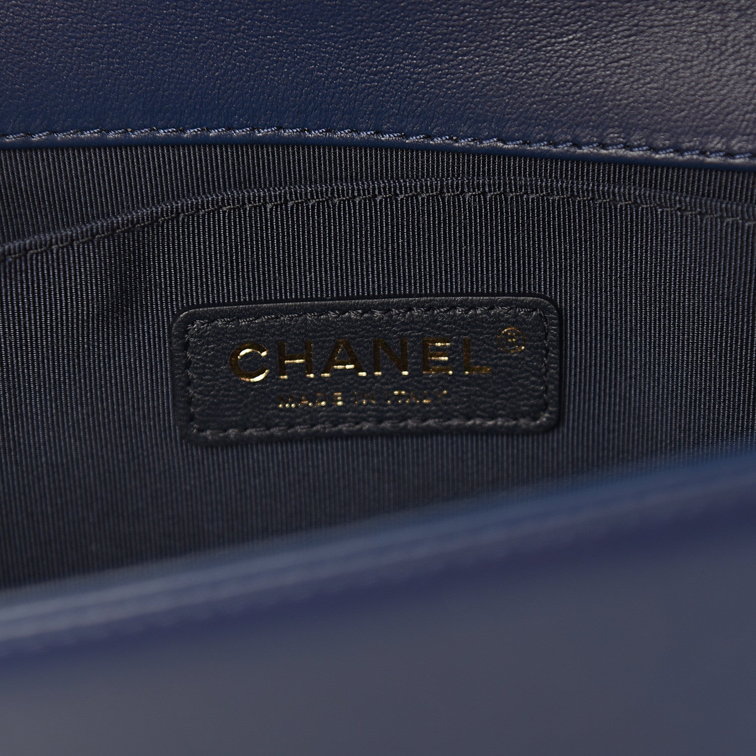 Chanel Calfskin Chevron Medium Boy Flap Dark Navy Blue 7 of 15