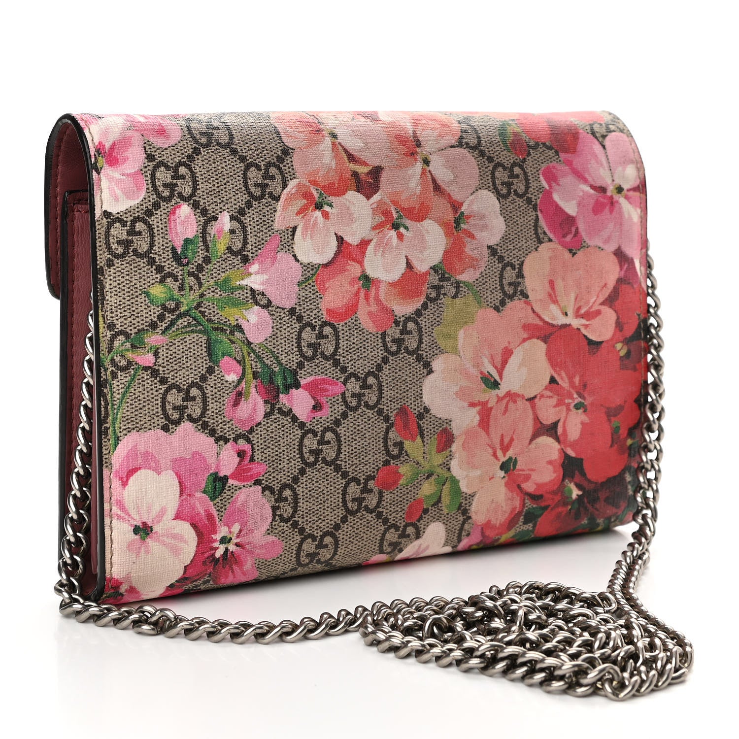 Gucci GG Supreme Monogram Blooms Mini Dionysus Chain Wallet Beige Multicolor Dry Rose 3 of 10