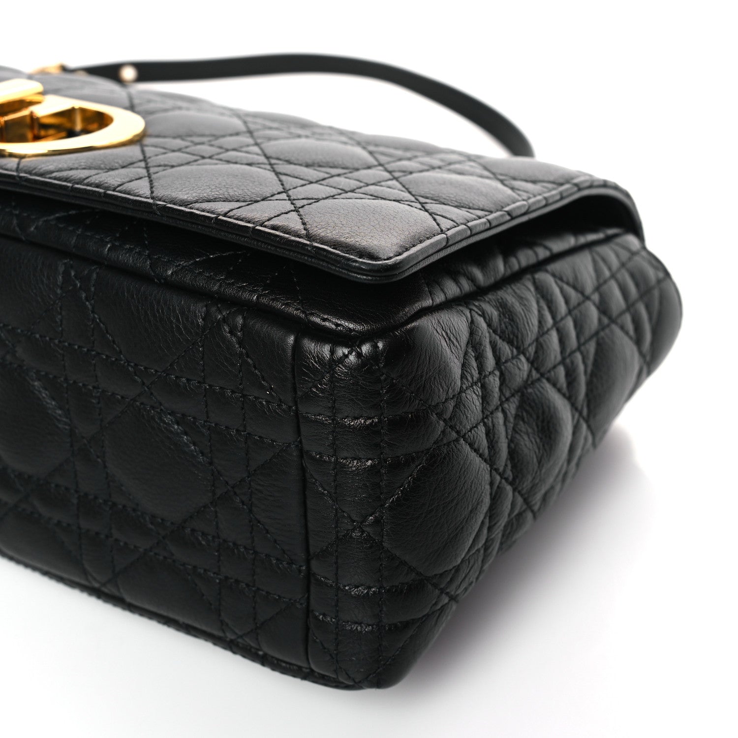 Christian Dior Grained Calfskin Cannage Large Caro Bag Black 9 of 9