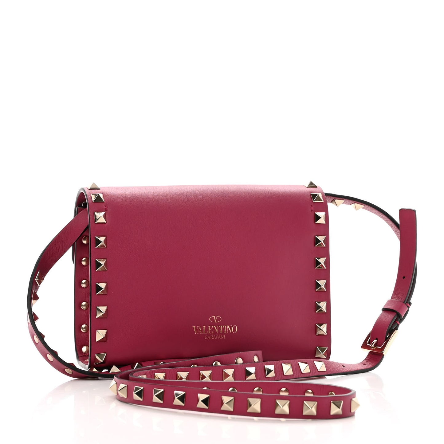 Vitello Mini Rockstud Flip Lock Crossbody Bag Deep Cyclamin