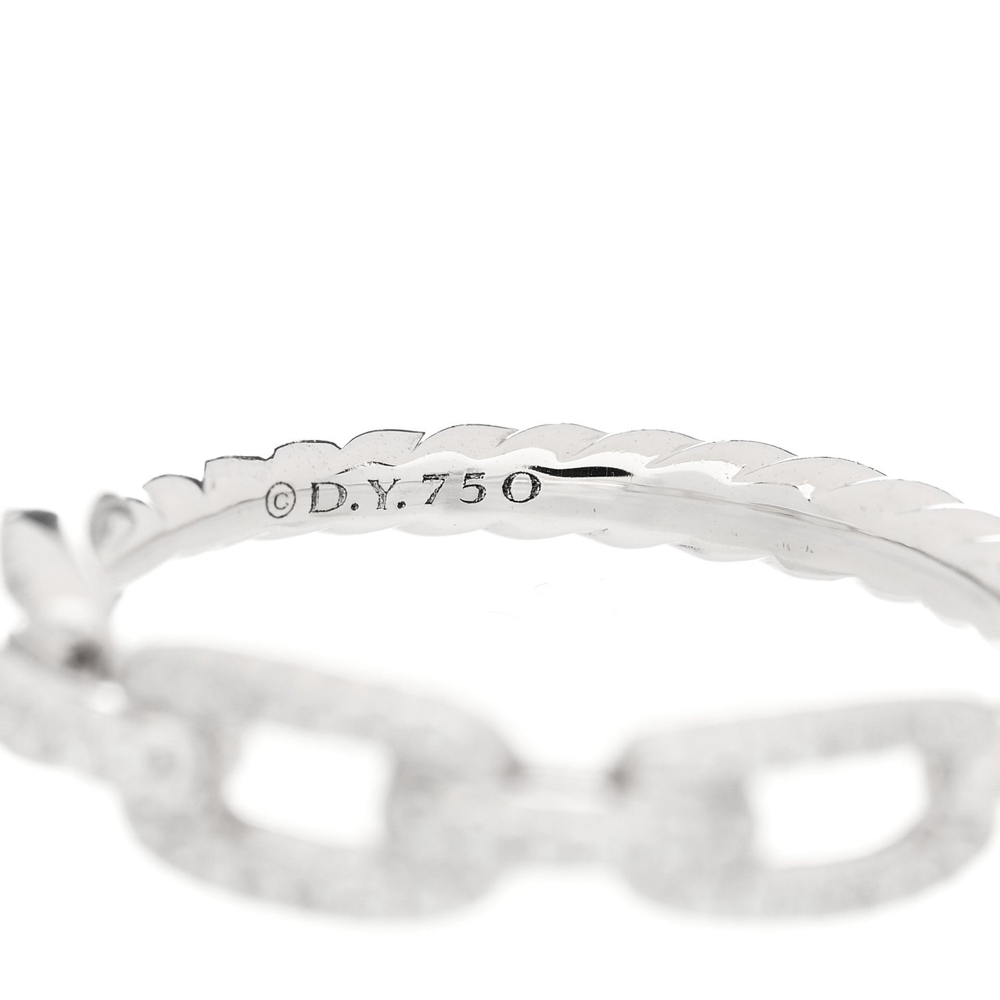 18K White Gold Diamond Stax Chain Link Pave Ring 52 6