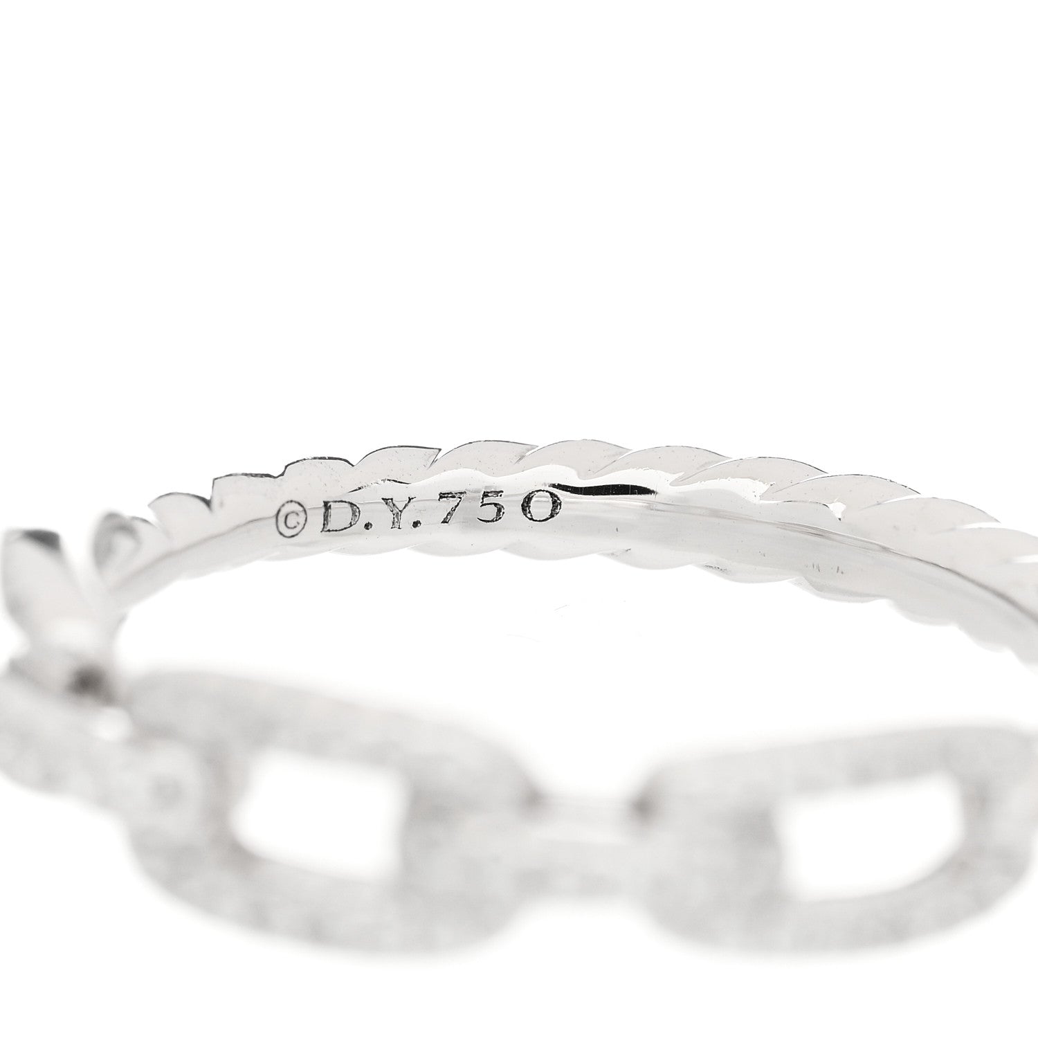 David Yurman 18K White Gold Diamond Stax Chain Link Pave Ring 52 6 3 of 4