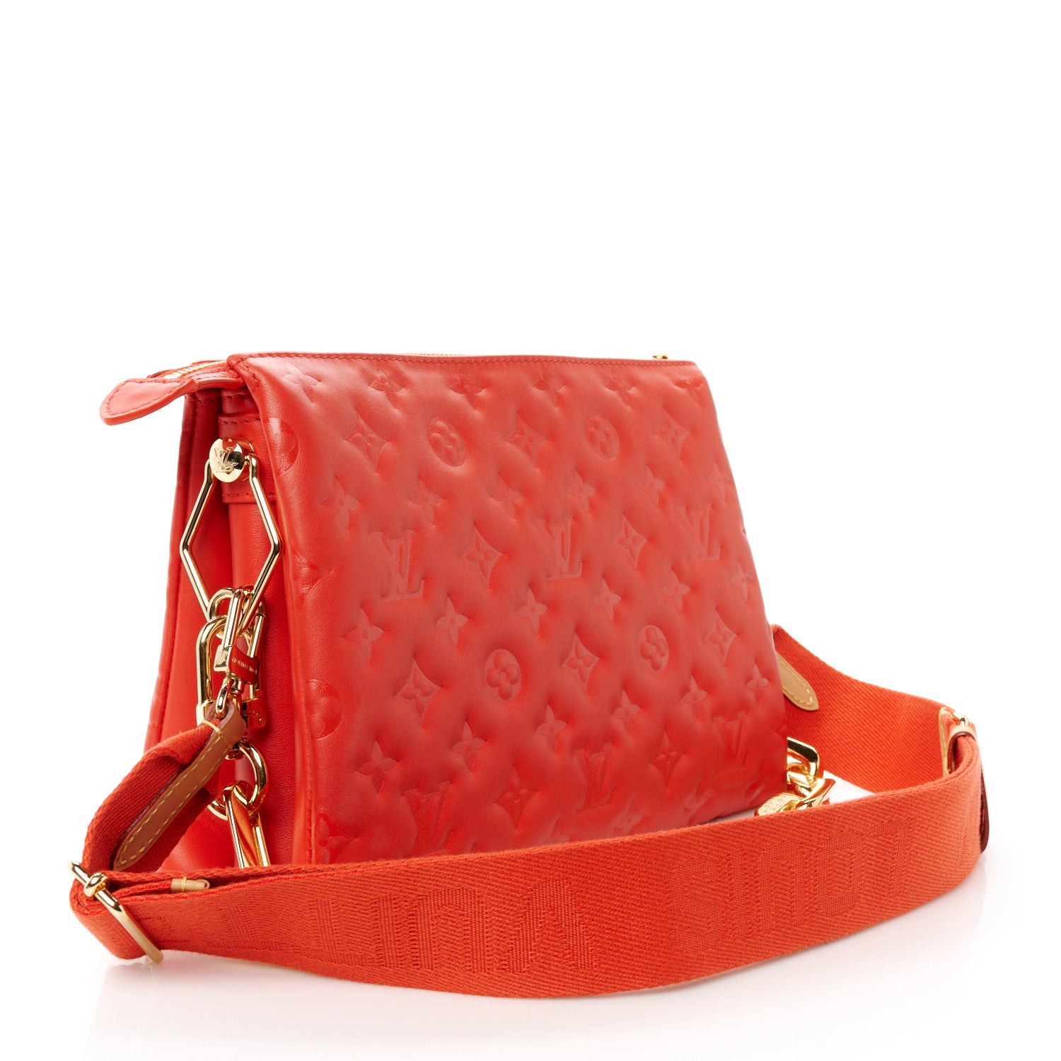 Louis Vuitton Lambskin Embossed Monogram Coussin PM Red 3 of 11